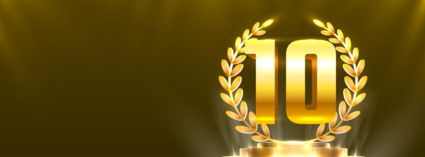 Trophy shaped like the number 10