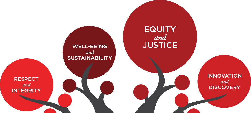 Core Values Graphic Highlighting Equity and Justice
