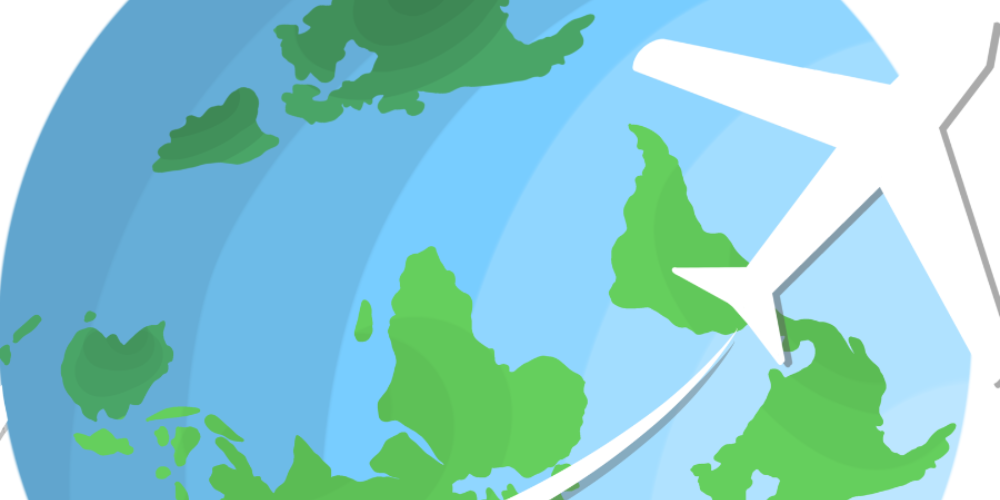 Graphic of a plane flying around the world