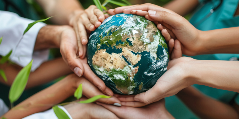 Hands holding a globe