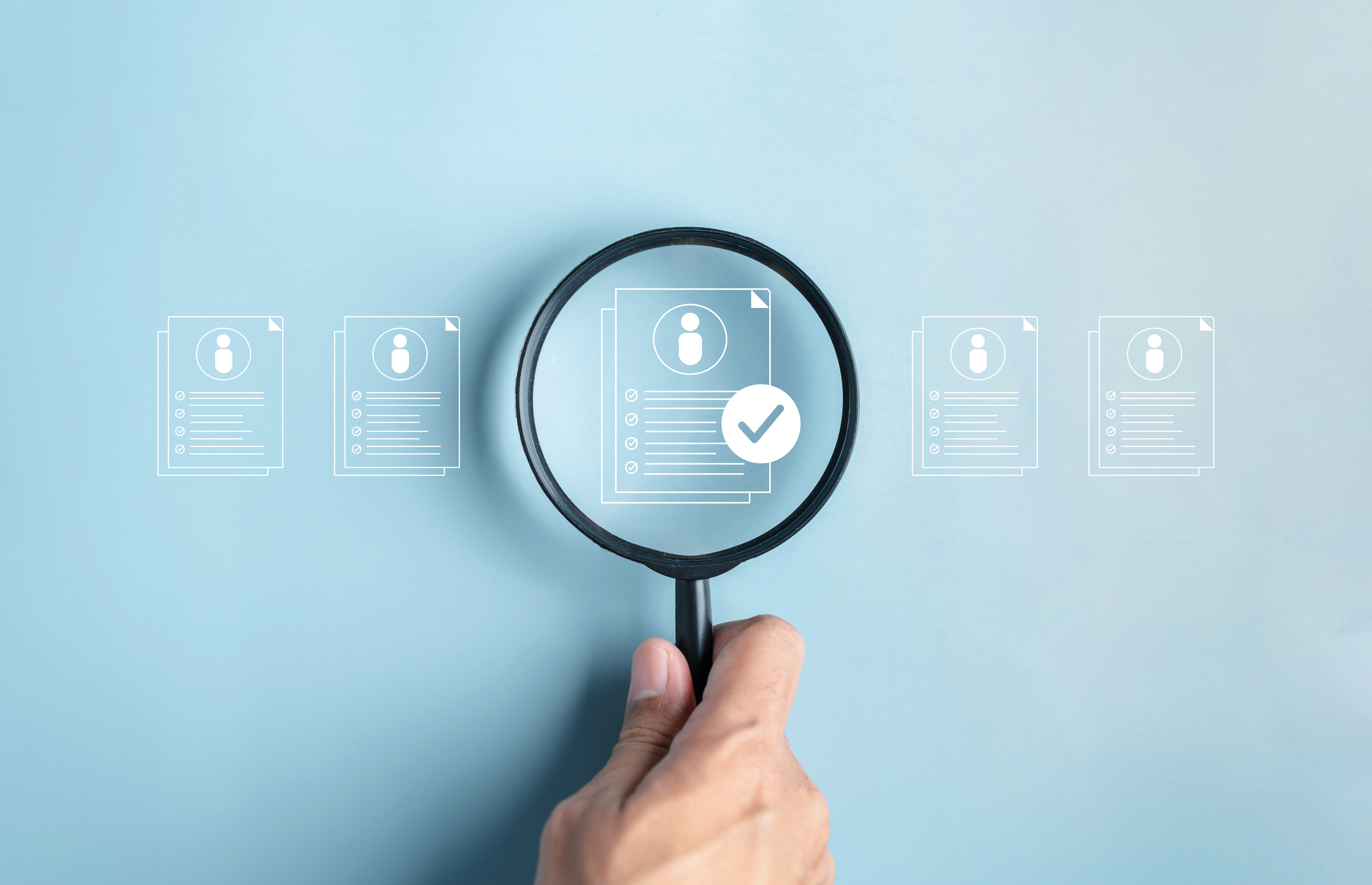 Magnifying glass looking at applications