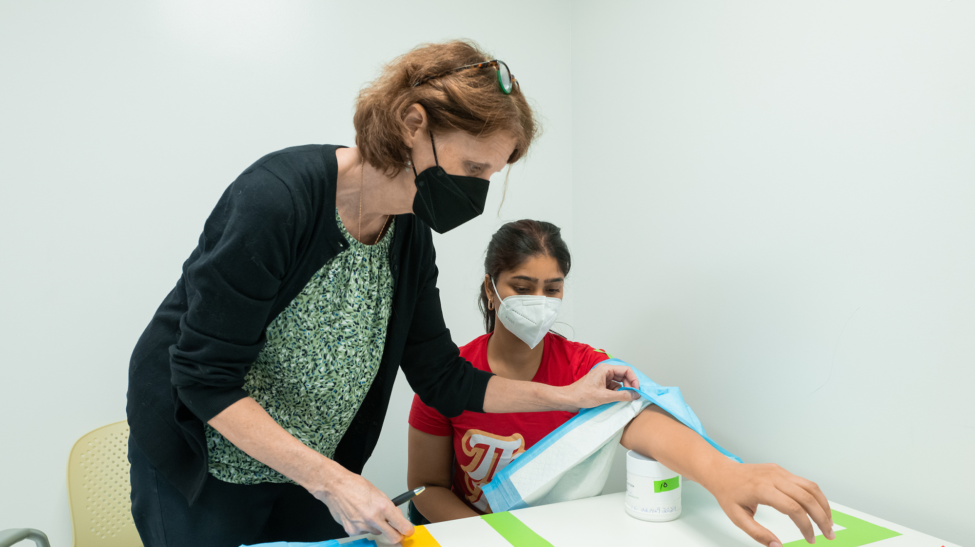 A woman doing a medical Exam
