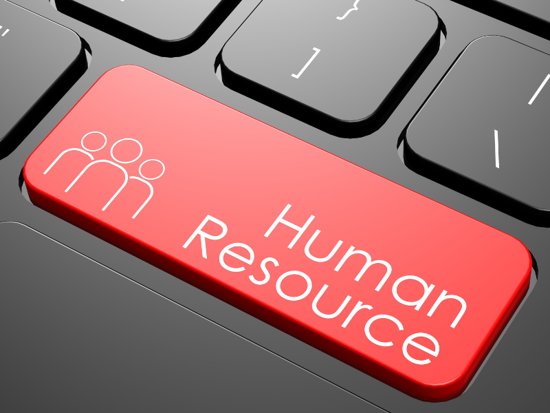 Button on a keyboard that says Human Resources