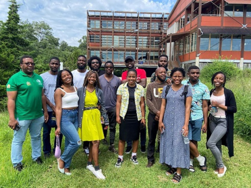 A group of students pose for a group photo