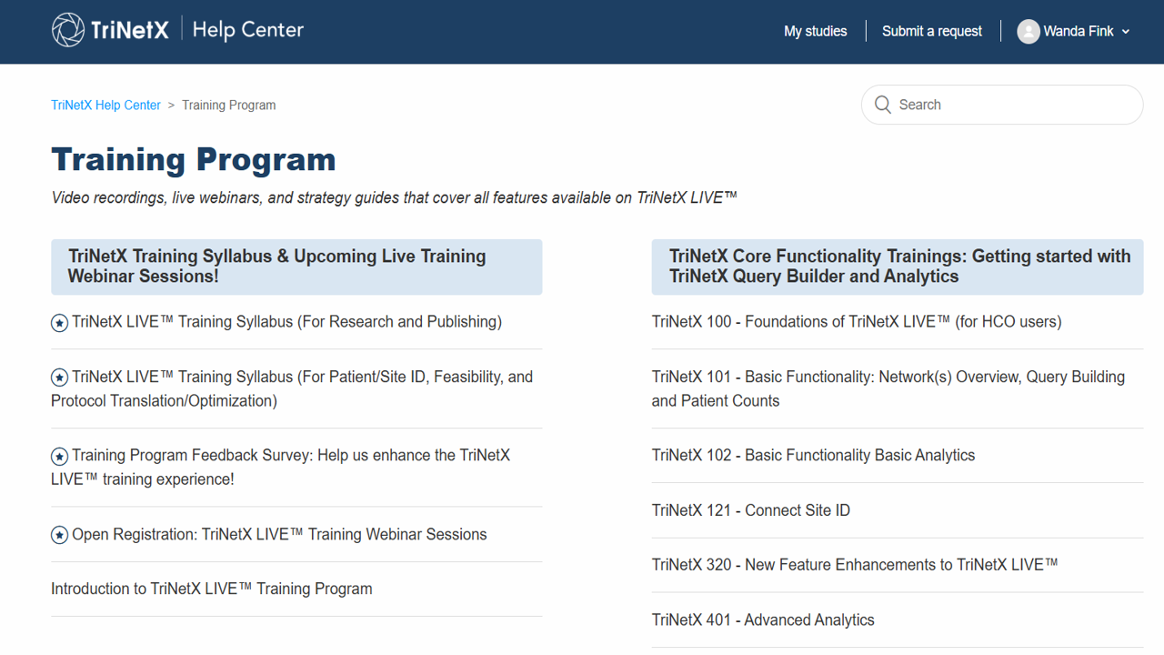 TriNetX_Training_Screen Shot