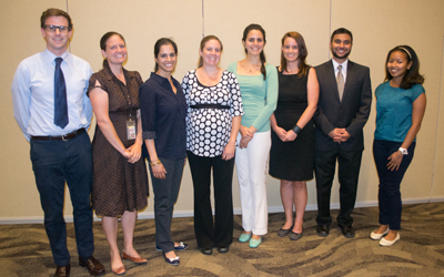 President's Fellows from left to right are Dylan Peterson, Amy Greensfelder, Harlyn Susarla, Kattrina Merlo, Carol Velandia, Catherine Lee, Mudit Verma, and Marla Yee.