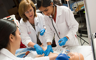 Nursing students at UMSON get hands-on experience in a simulated laboratory.
