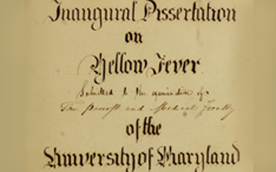 A document in the digital library of the University of Maryland, Baltimore Health Sciences and Human Services Library shows early dissertations from the period 1813-1887.

