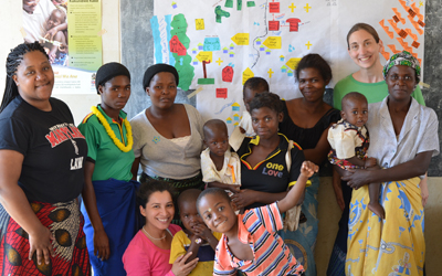 UMB Global Health students with Malawi villagers
