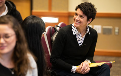 Ashley Finley, PhD, the senior advisor to the president and vice president of strategic planning and partnerships at the Association of American Colleges & Universities, speaks about balancing culture and strategy when it comes to UMB's Core Values.
