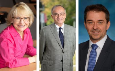 (L-R) Diane Hoffmann, JD, MS; Frank Palumbo, PhD, JD; Jacques Ravel, PhD