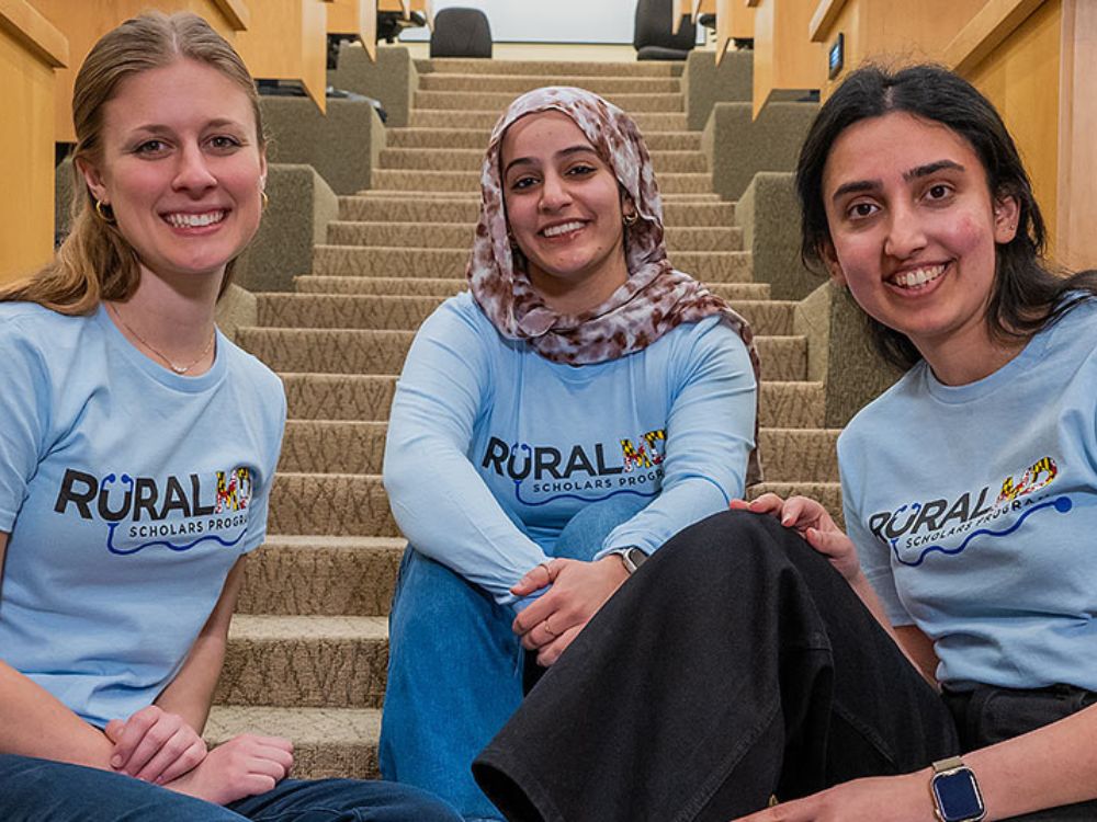 From left, rising second-year medical students Sarah MacDonald, Zobia Rani, and Tahreem Riaz were in the first class of rural scholars to be awarded full scholarships and are beginning to embark on their specialized training.
