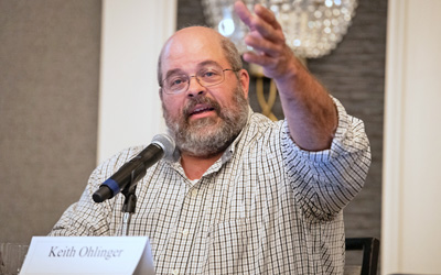 Keith Ohlinger, Howard County farmer, speaks on a panel at ALEI 2019.